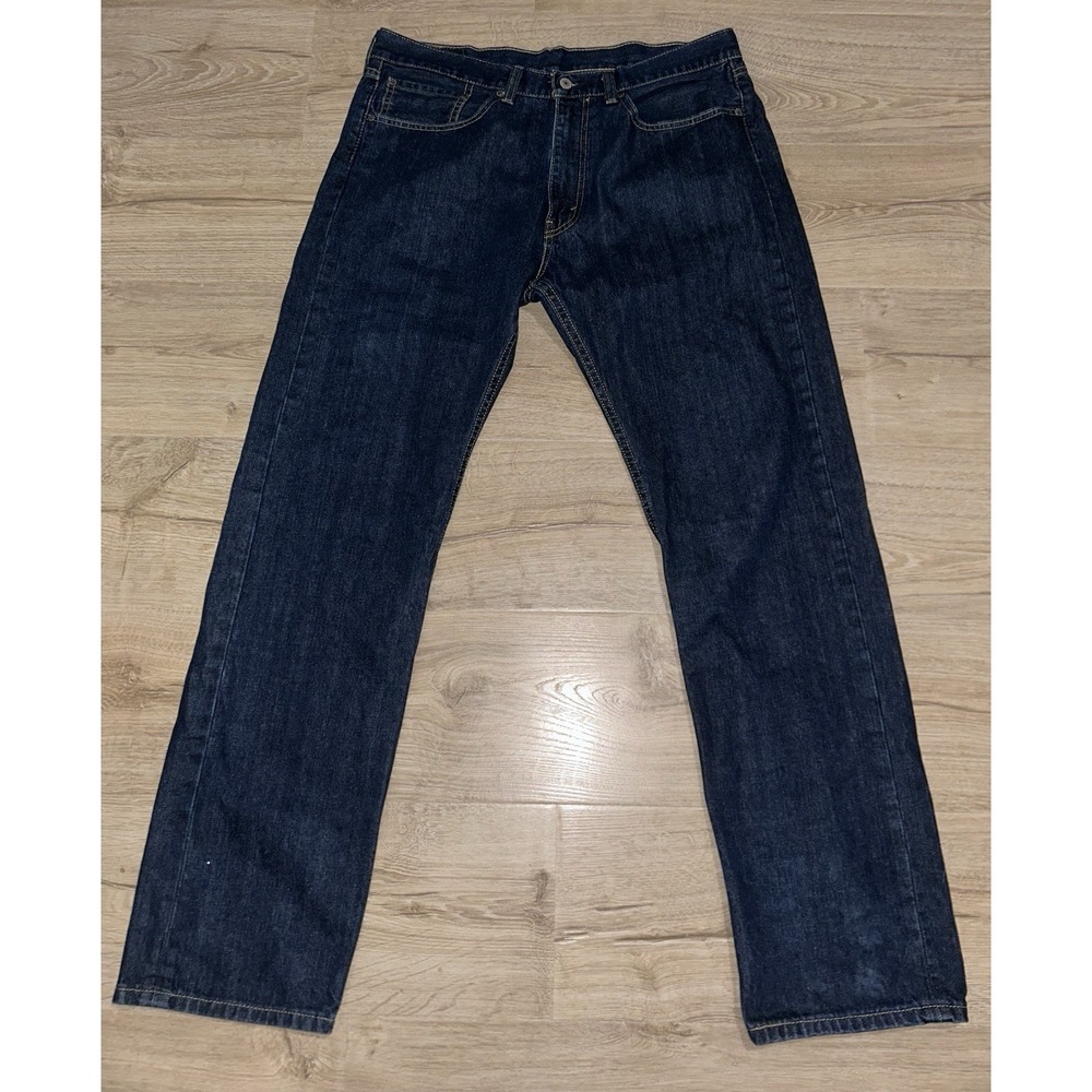 Levi Strauss & Co Straight Dark Blue Denim Jeans Button Zipper Accents Men's